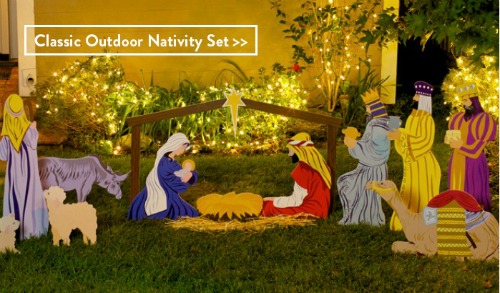 outdoor nativity set, manger scene