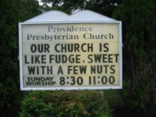 Funny Church Sign, Church Is Like Fudge