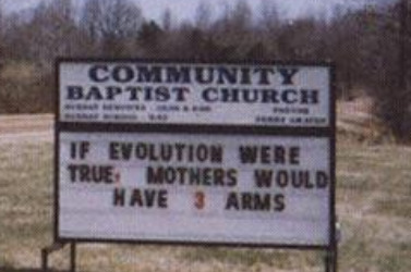 mothers three arms, Funny Church sign 
