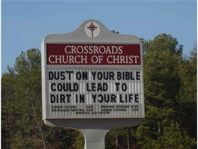 Church Sign, dust on your bible, funny christian quote