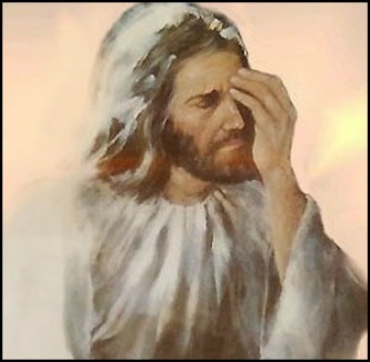 sad Jesus, face palm, disappointed