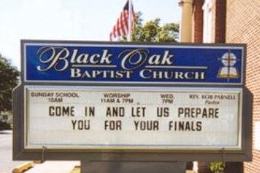 prepare for your finals, Funny Church sign 