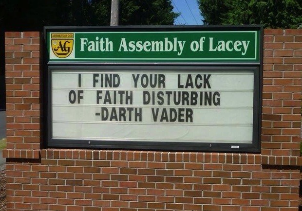 Funny Church Sign, Darth Vader Quote