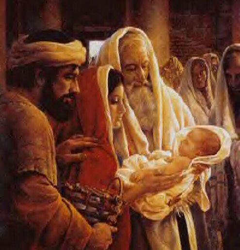 baby jesus, Mary, Joseph, Simeon