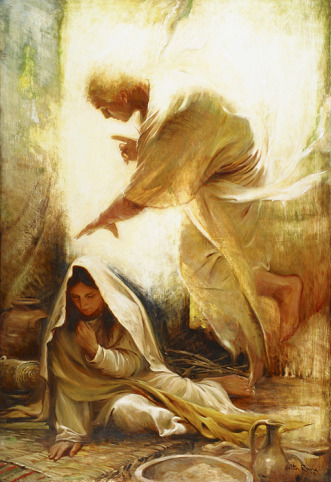 mary visited by the angel, gabriel