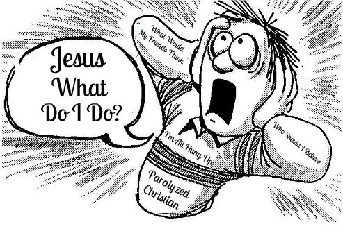 Confused christians, paralyzed christians, christian cartoon