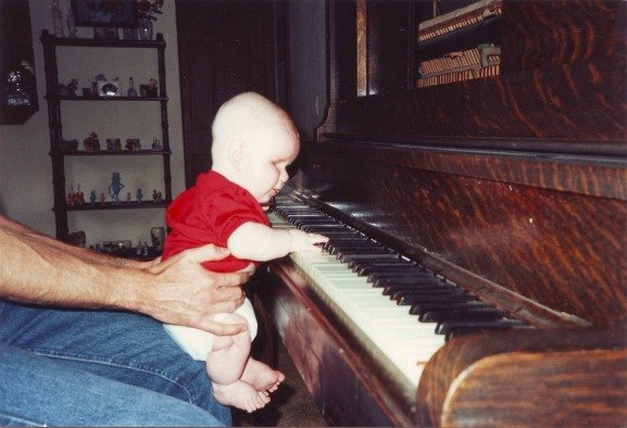 Patrick Henry Hughes, baby learning piano