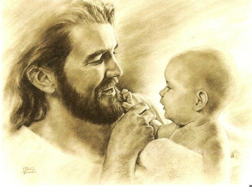 Jesus holding baby