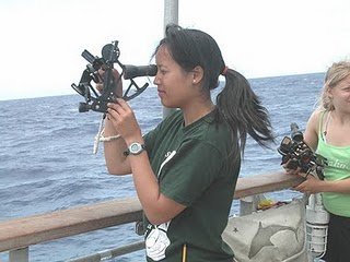 sextant. taking a reading, at sea