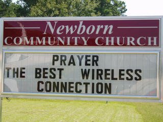 Funny Church sign prayer is the best wireless connection